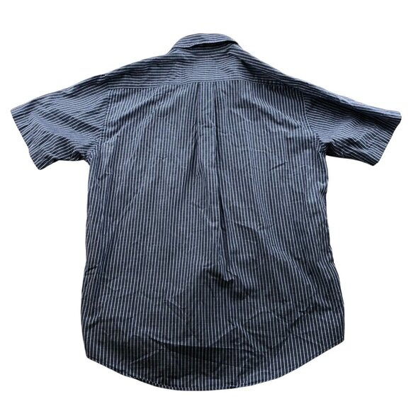 Brooks Sport Mens Shirt Medium Short Sleeve Button Down Pinstriped Casual Blue - Picture 2 of 8